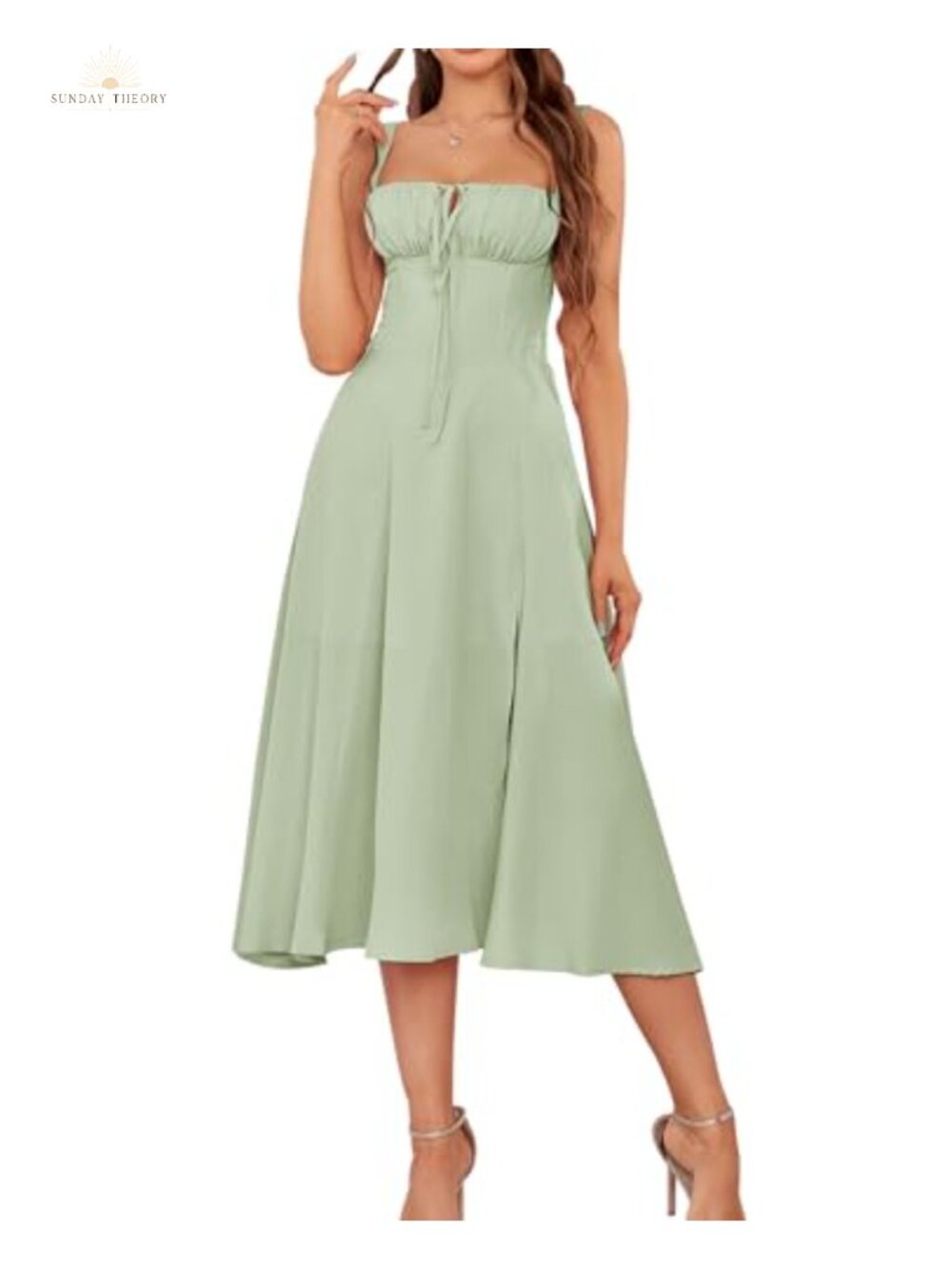Corset Midi Dress Polyester Spandex Sleeveless Lace Up Wedding Guest